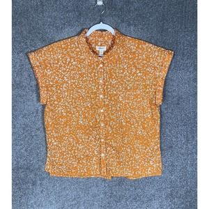 Style & Co Cuffed Sleeve Button Up Shirt Womens‎ Size XL Orange Chest Pocket